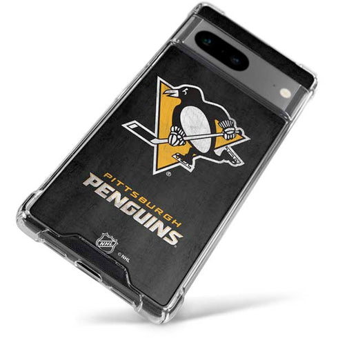 NHL Pittsburgh Penguins Distressed Google Pixel 7a Clear Case